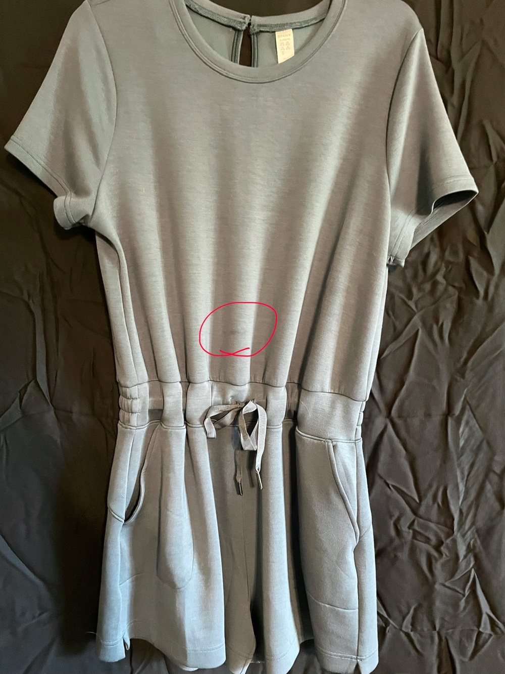 Spanx Slate Blue Short Sleeve Drawstring Romper